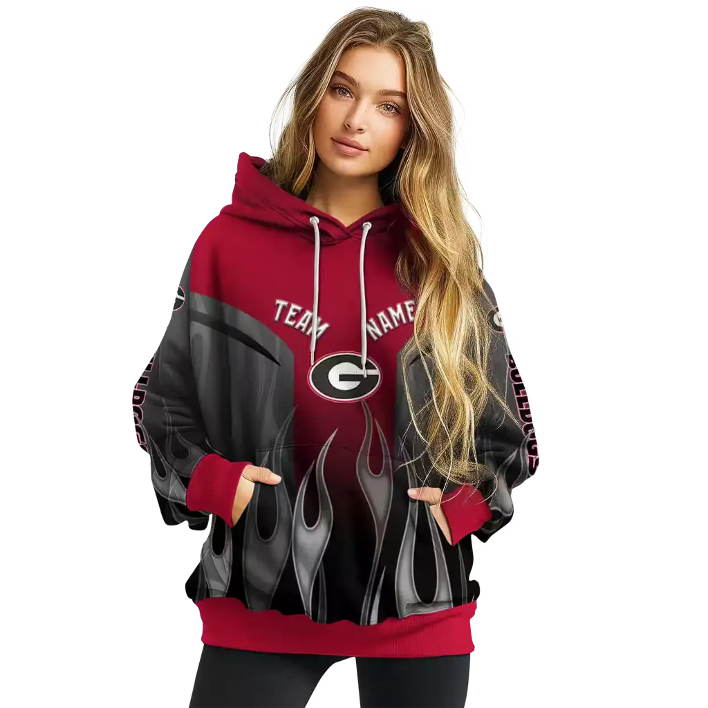 customized georgia bulldogs flame design red hoodie high quality customized georgia bulldogs flame design red hoodie high quality