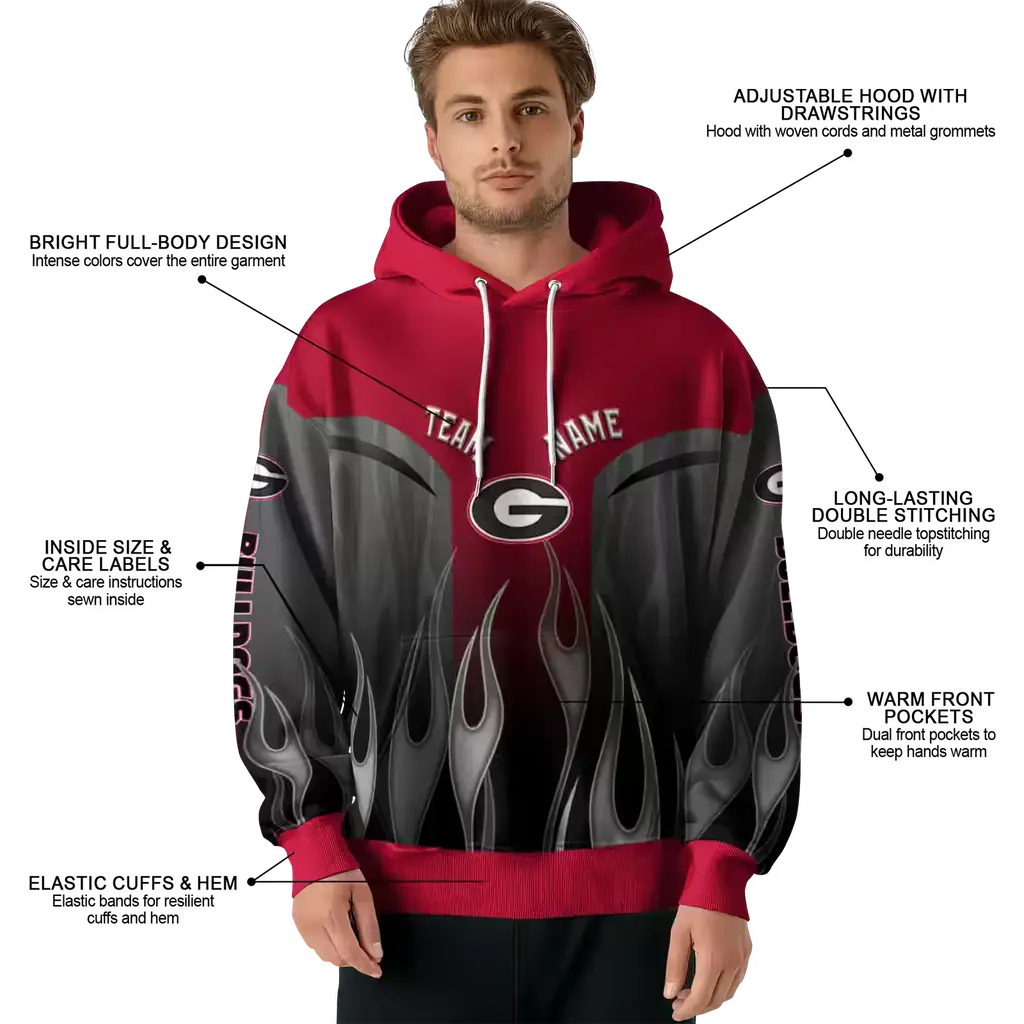 customized georgia bulldogs flame design red hoodie latest model customized georgia bulldogs flame design red hoodie latest model