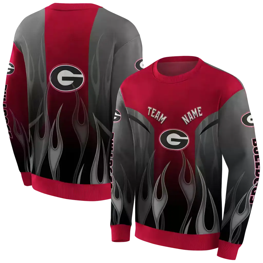customized georgia bulldogs flame design red hoodie premium grade customized georgia bulldogs flame design red hoodie premium grade