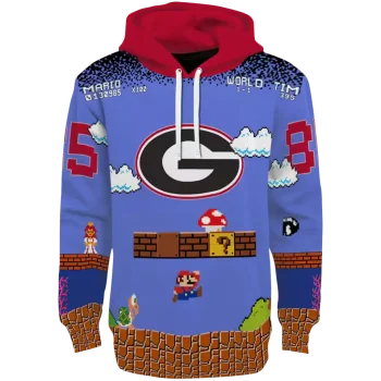 customized georgia bulldogs mario blue black hoodie best selling