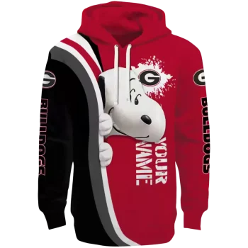 customized georgia bulldogs peeking snoopy red hoodie best selling