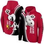 customized georgia bulldogs peeking snoopy red hoodie best selling