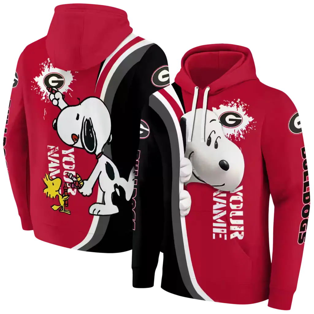 customized georgia bulldogs peeking snoopy red hoodie fashion forward customized georgia bulldogs peeking snoopy red hoodie fashion forward