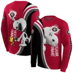 customized georgia bulldogs peeking snoopy red hoodie best selling