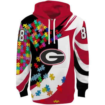 customized georgia bulldogs puzzle pieces red hoodie best selling