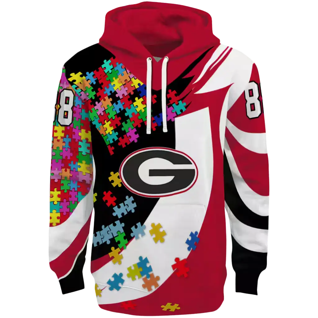 customized georgia bulldogs puzzle pieces red hoodie best selling customized georgia bulldogs puzzle pieces red hoodie best selling