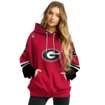 customized georgia bulldogs striped sleeves red hoodie best selling