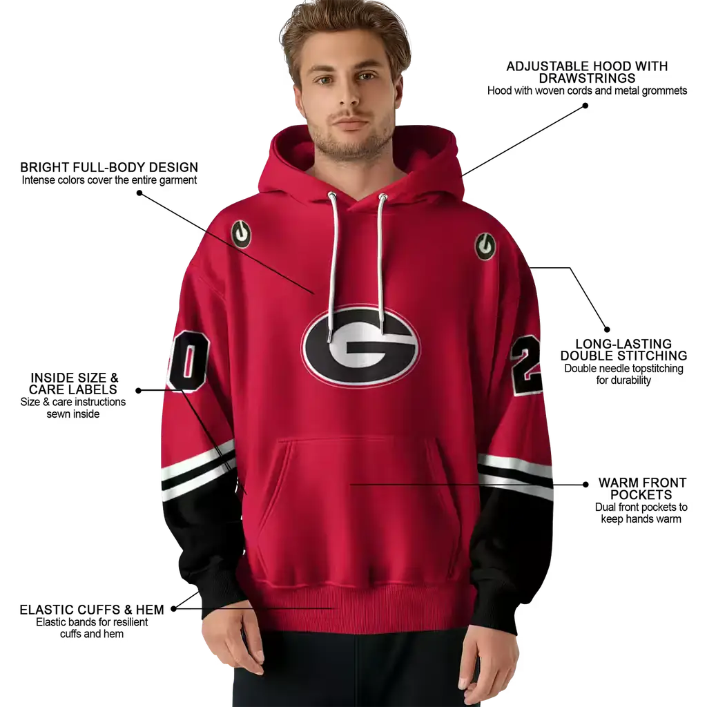 customized georgia bulldogs striped sleeves red hoodie latest model customized georgia bulldogs striped sleeves red hoodie latest model