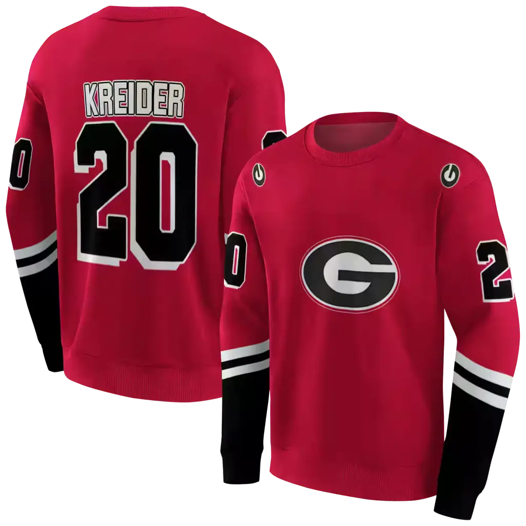 customized georgia bulldogs striped sleeves red hoodie premium grade customized georgia bulldogs striped sleeves red hoodie premium grade