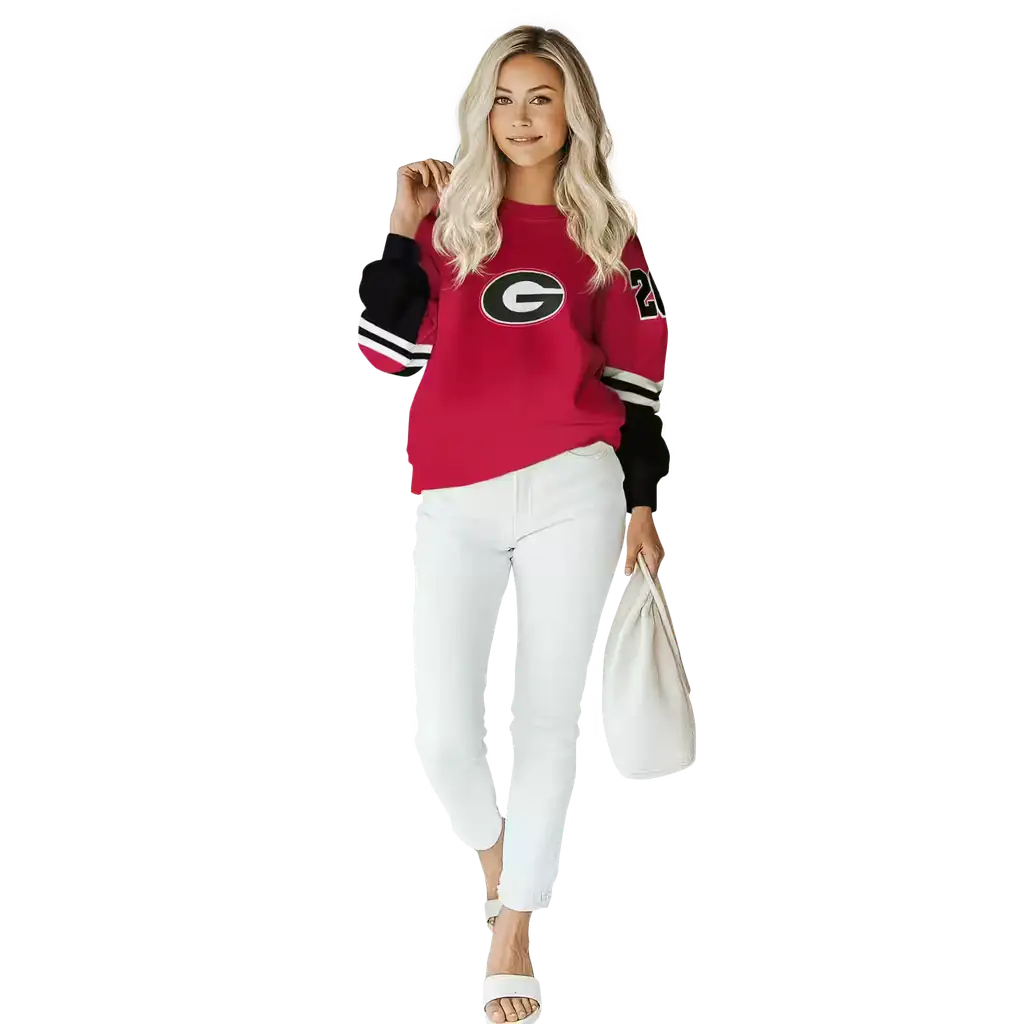 customized georgia bulldogs striped sleeves red hoodie trendy customized georgia bulldogs striped sleeves red hoodie trendy