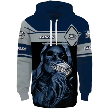 customized georgia southern eagles grim reaper blue black hoodie best selling