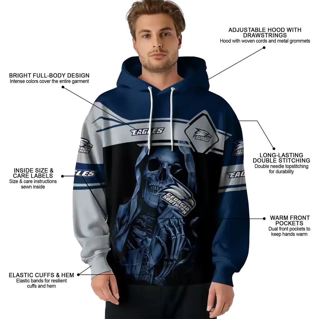 customized georgia southern eagles grim reaper blue black hoodie latest model customized georgia southern eagles grim reaper blue black hoodie latest model