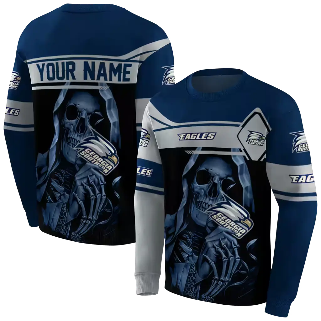 customized georgia southern eagles grim reaper blue black hoodie premium grade customized georgia southern eagles grim reaper blue black hoodie premium grade