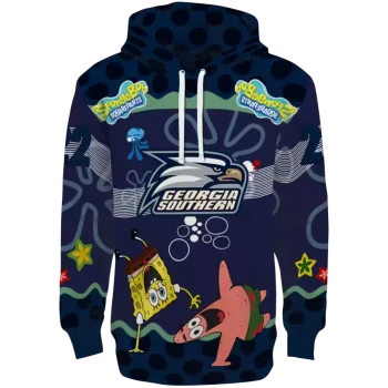 customized georgia southern eagles spongebob patrick star blue navy hoodie best selling