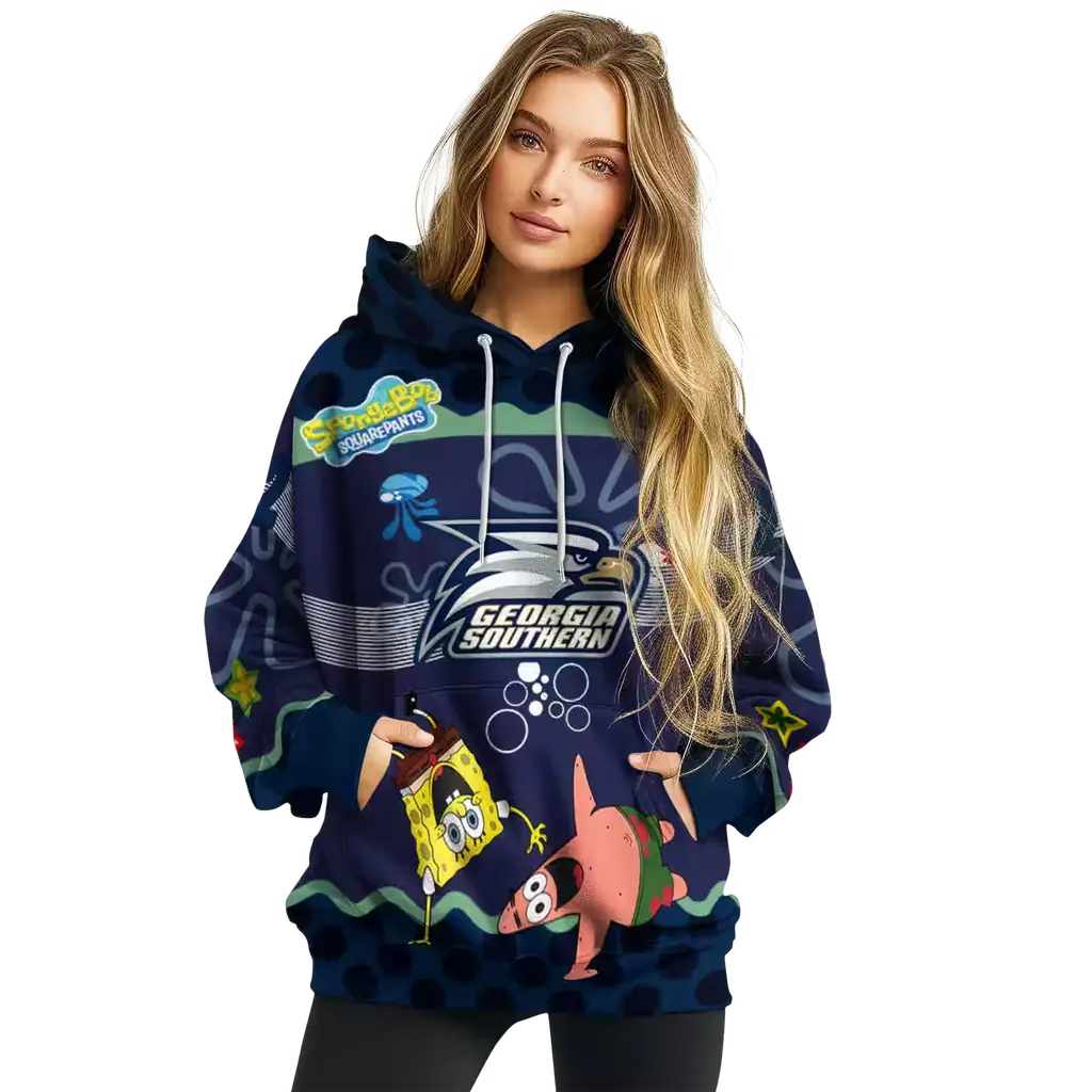 customized georgia southern eagles spongebob patrick star blue navy hoodie high quality customized georgia southern eagles spongebob patrick star blue navy hoodie high quality