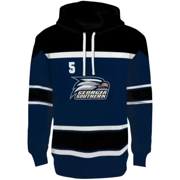 customized georgia southern eagles striped pattern blue hoodie best selling