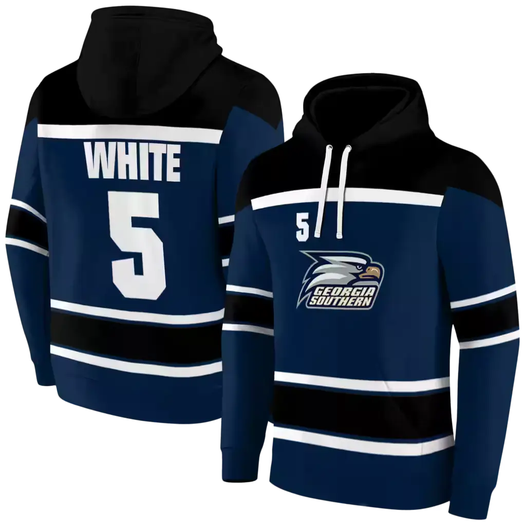 customized georgia southern eagles striped pattern blue hoodie fashion forward customized georgia southern eagles striped pattern blue hoodie fashion forward