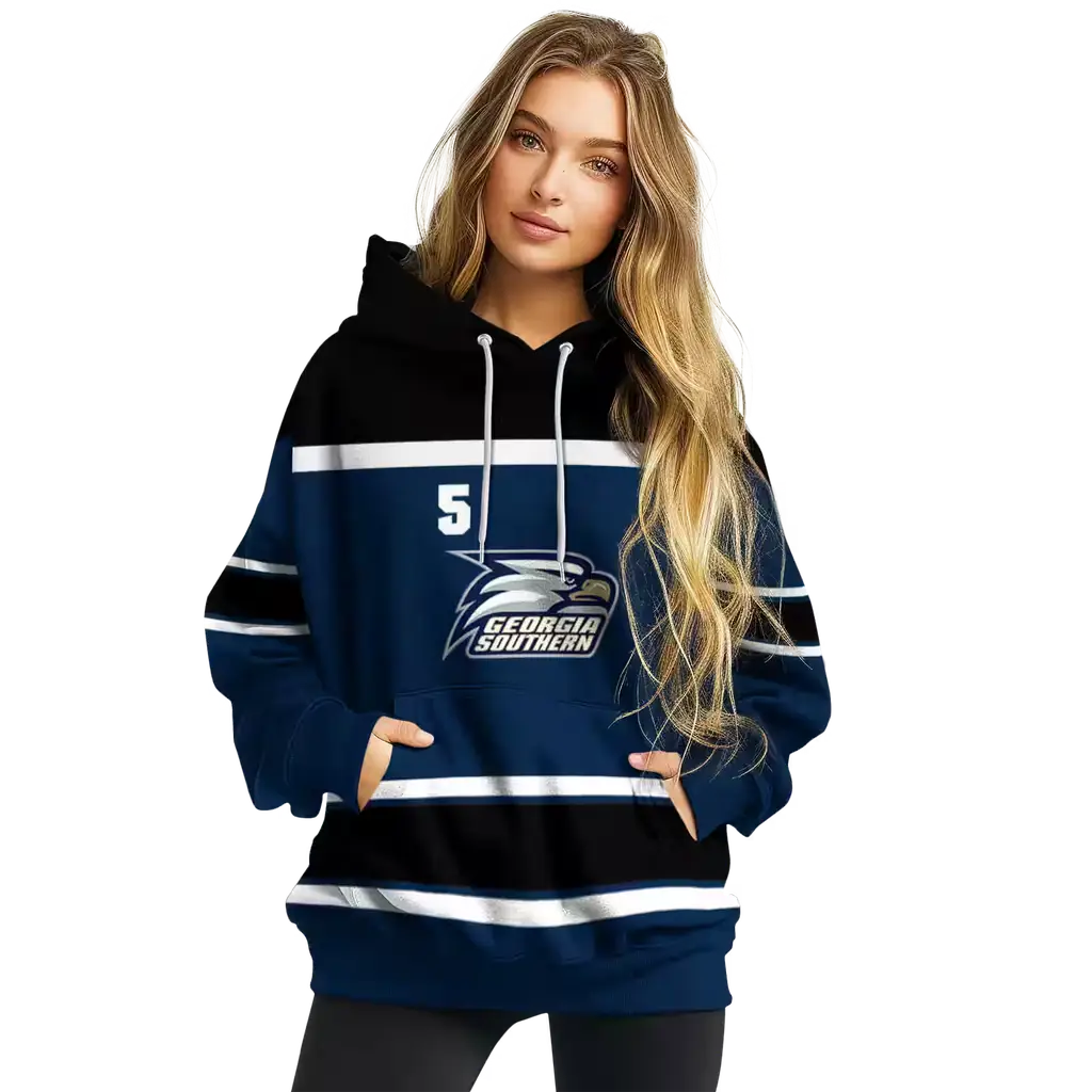 customized georgia southern eagles striped pattern blue hoodie high quality customized georgia southern eagles striped pattern blue hoodie high quality