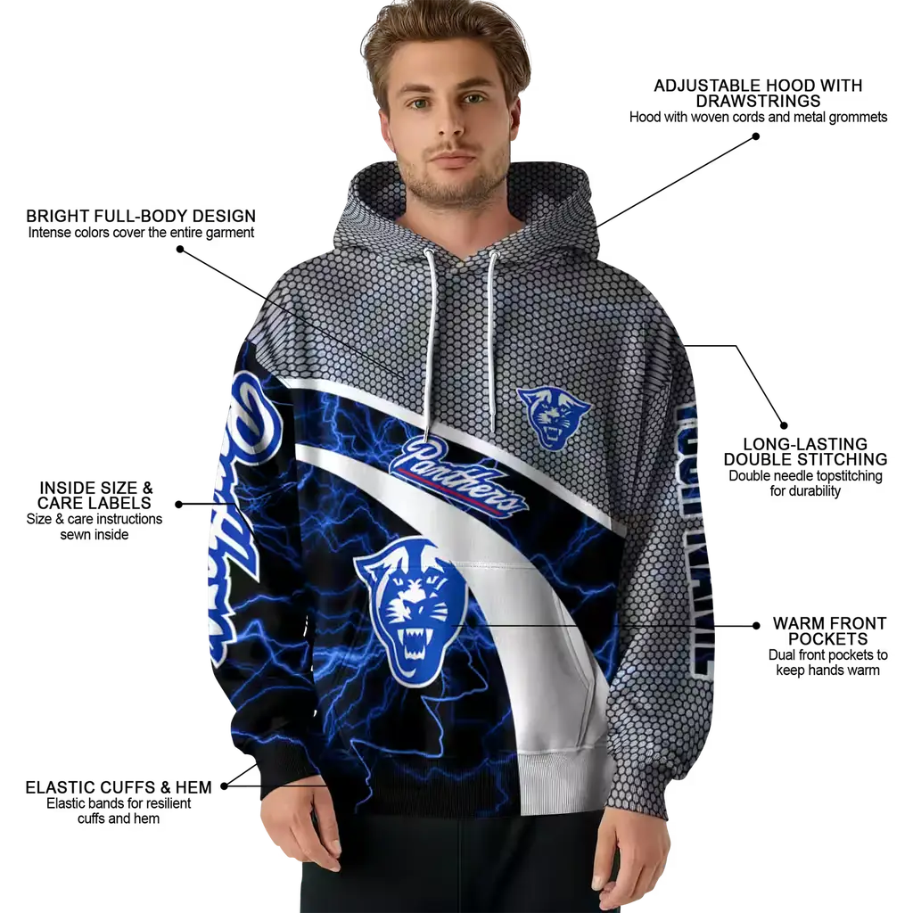 customized georgia state panthers hexagonal mesh blue black gray hoodie latest model customized georgia state panthers hexagonal mesh blue black gray hoodie latest model