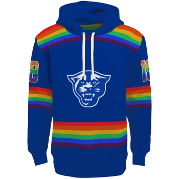 customized georgia state panthers rainbow stripes blue hoodie best selling