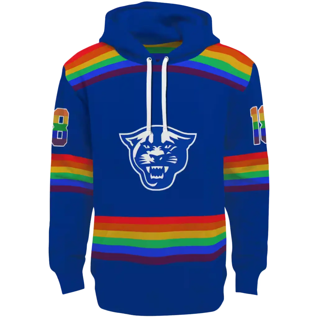 customized georgia state panthers rainbow stripes blue hoodie best selling customized georgia state panthers rainbow stripes blue hoodie best selling