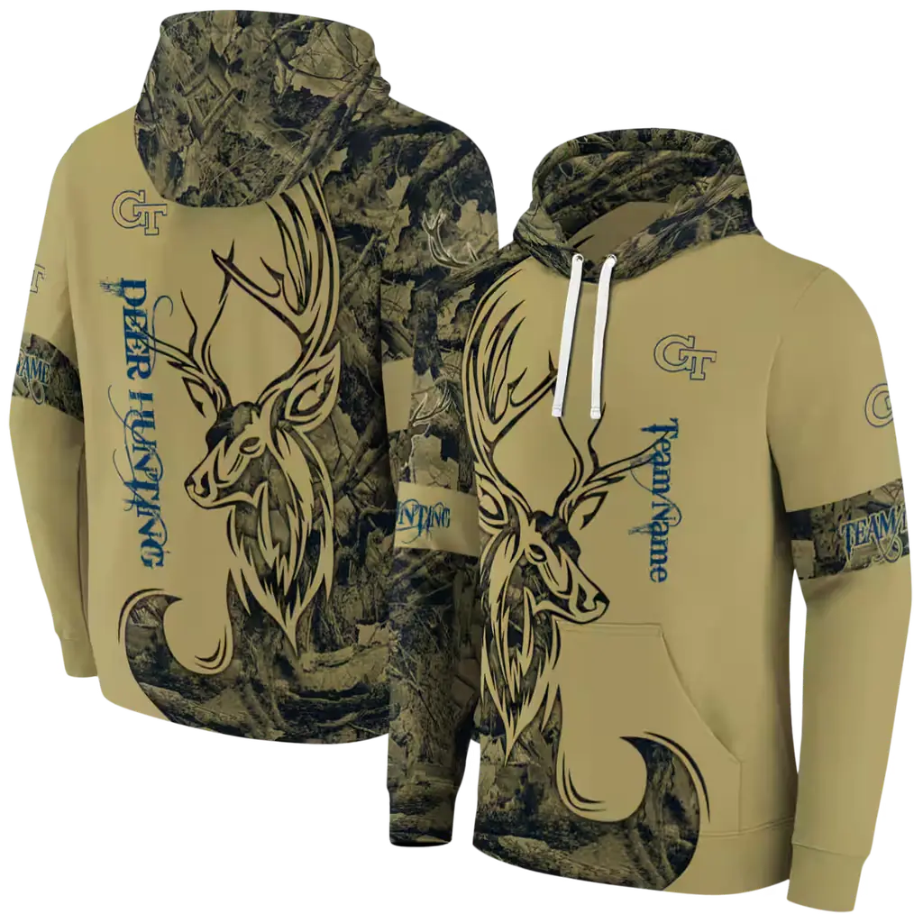 customized georgia tech yellow jackets deer silhouette gold hoodie fashion forward customized georgia tech yellow jackets deer silhouette gold hoodie fashion forward