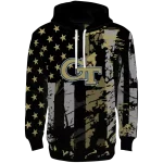 customized georgia tech yellow jackets distressed flag gold black hoodie best selling