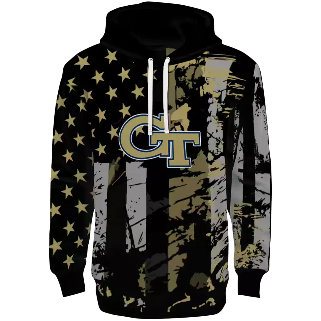 customized georgia tech yellow jackets distressed flag gold black hoodie best selling customized georgia tech yellow jackets distressed flag gold black hoodie best selling