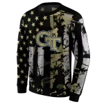 customized georgia tech yellow jackets distressed flag gold black hoodie best selling