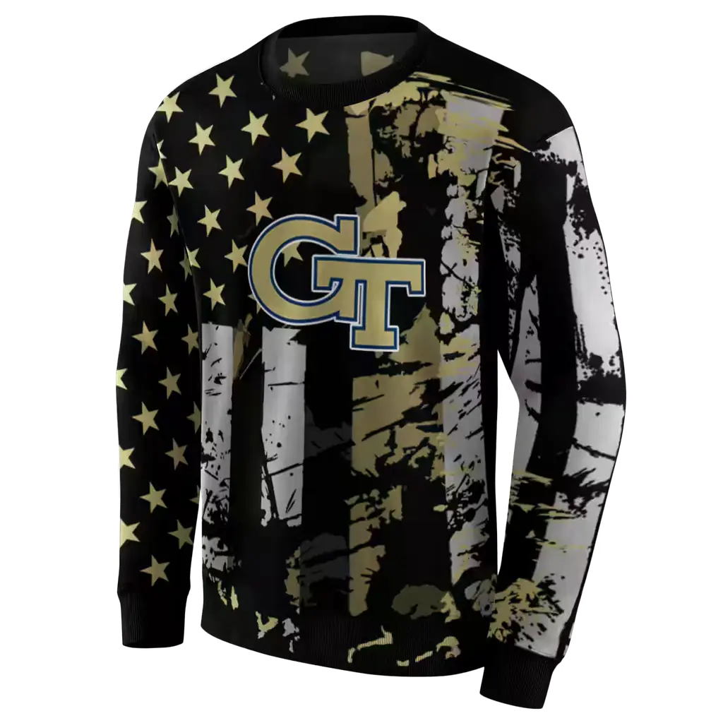 customized georgia tech yellow jackets distressed flag gold black hoodie new arrival customized georgia tech yellow jackets distressed flag gold black hoodie new arrival