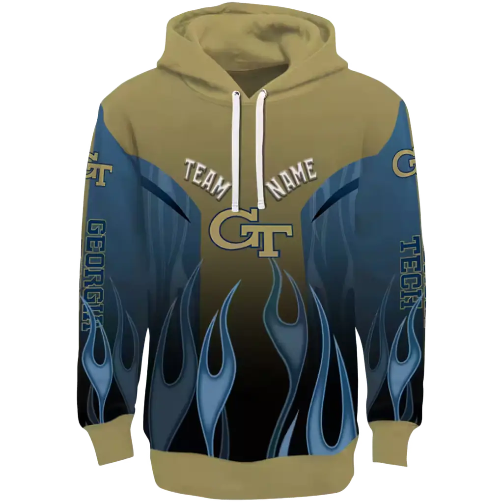customized georgia tech yellow jackets flame design gold hoodie best selling customized georgia tech yellow jackets flame design gold hoodie best selling