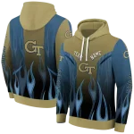 customized georgia tech yellow jackets flame design gold hoodie best selling