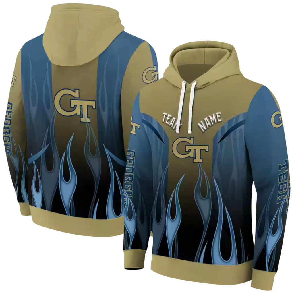 customized georgia tech yellow jackets flame design gold hoodie fashion forward customized georgia tech yellow jackets flame design gold hoodie fashion forward