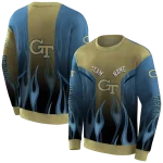 customized georgia tech yellow jackets flame design gold hoodie best selling