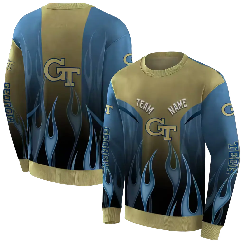 customized georgia tech yellow jackets flame design gold hoodie premium grade customized georgia tech yellow jackets flame design gold hoodie premium grade