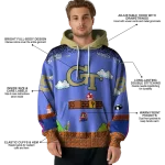 customized georgia tech yellow jackets mario blue black hoodie best selling