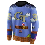 customized georgia tech yellow jackets mario blue black hoodie best selling