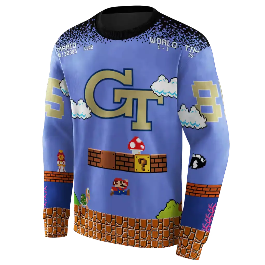 customized georgia tech yellow jackets mario blue black hoodie new arrival customized georgia tech yellow jackets mario blue black hoodie new arrival