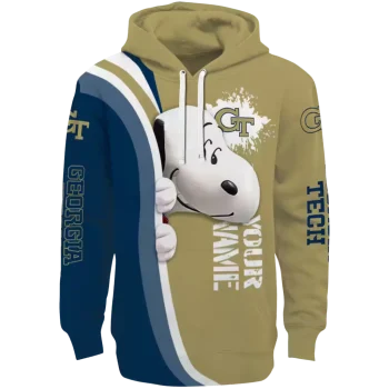 customized georgia tech yellow jackets peeking snoopy gold hoodie best selling