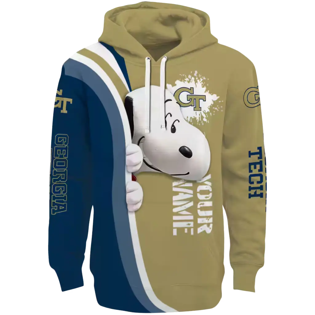 customized georgia tech yellow jackets peeking snoopy gold hoodie best selling customized georgia tech yellow jackets peeking snoopy gold hoodie best selling