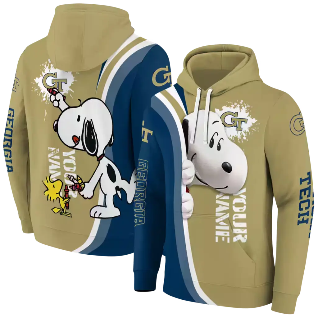 customized georgia tech yellow jackets peeking snoopy gold hoodie fashion forward customized georgia tech yellow jackets peeking snoopy gold hoodie fashion forward