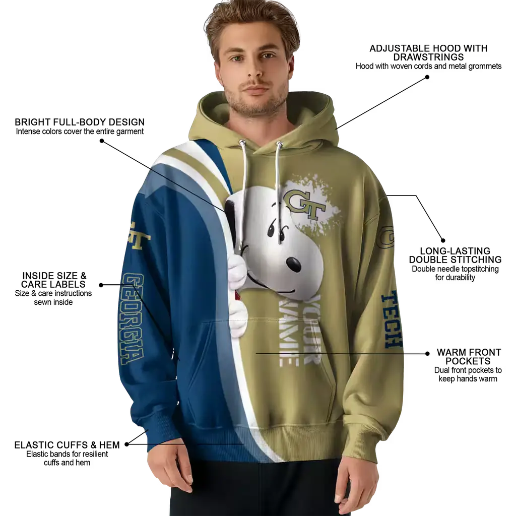 customized georgia tech yellow jackets peeking snoopy gold hoodie latest model customized georgia tech yellow jackets peeking snoopy gold hoodie latest model
