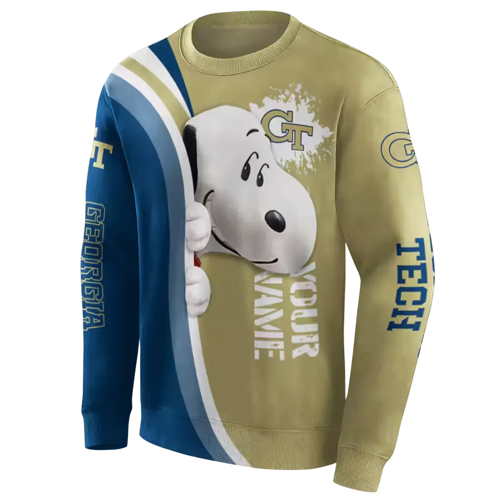 customized georgia tech yellow jackets peeking snoopy gold hoodie new arrival customized georgia tech yellow jackets peeking snoopy gold hoodie new arrival