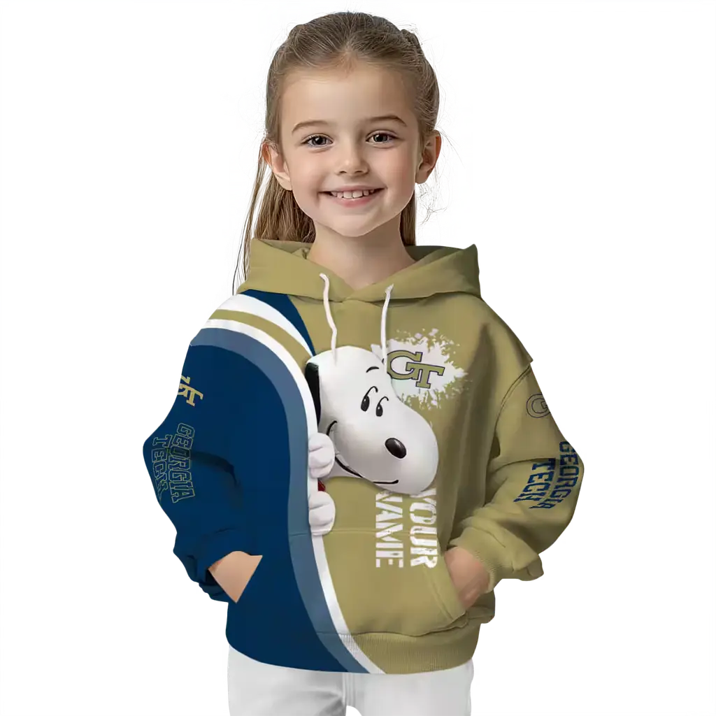 customized georgia tech yellow jackets peeking snoopy gold hoodie top rated customized georgia tech yellow jackets peeking snoopy gold hoodie top rated