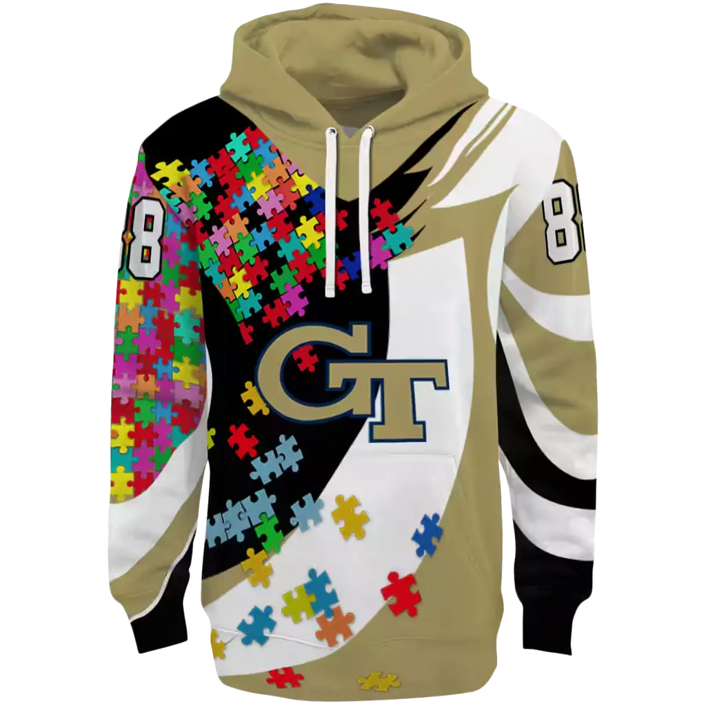 customized georgia tech yellow jackets puzzle pieces gold hoodie best selling customized georgia tech yellow jackets puzzle pieces gold hoodie best selling