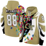customized georgia tech yellow jackets puzzle pieces gold hoodie best selling