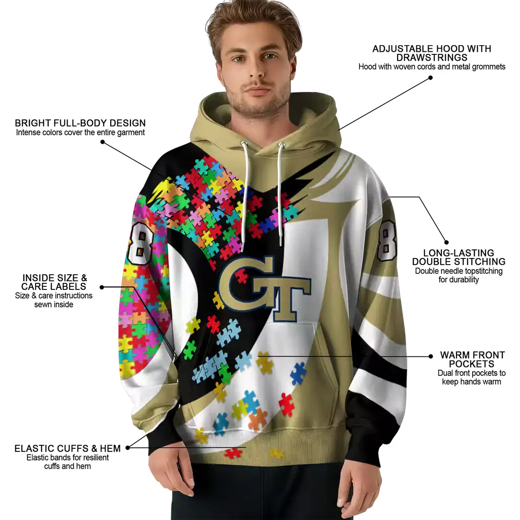 customized georgia tech yellow jackets puzzle pieces gold hoodie latest model customized georgia tech yellow jackets puzzle pieces gold hoodie latest model