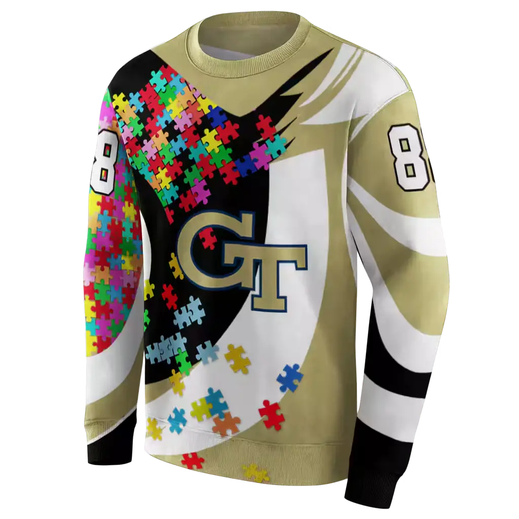 customized georgia tech yellow jackets puzzle pieces gold hoodie new arrival customized georgia tech yellow jackets puzzle pieces gold hoodie new arrival