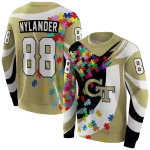 customized georgia tech yellow jackets puzzle pieces gold hoodie best selling