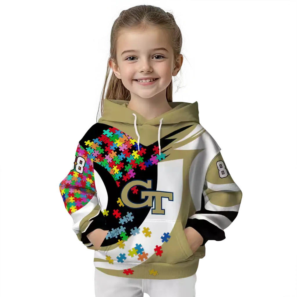 customized georgia tech yellow jackets puzzle pieces gold hoodie top rated customized georgia tech yellow jackets puzzle pieces gold hoodie top rated